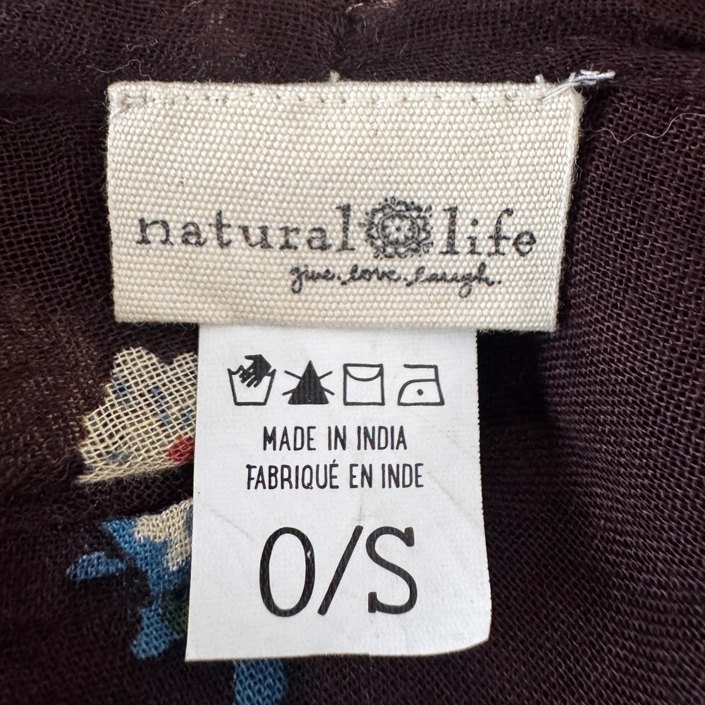Natural Life Kimono Duster Women O/S Brown Floral Boho Rayon Longline Wrap - Picture 6 of 8